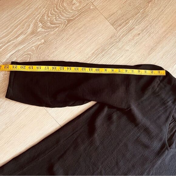 Eileen Fisher 100% Silk Textured Black V Neck Long Sleeve Oversized Tunic Top L - Picture 12 of 15